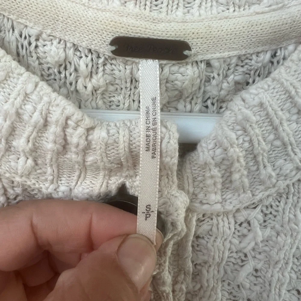 Free People Cream Button-Front Sweater Sz S